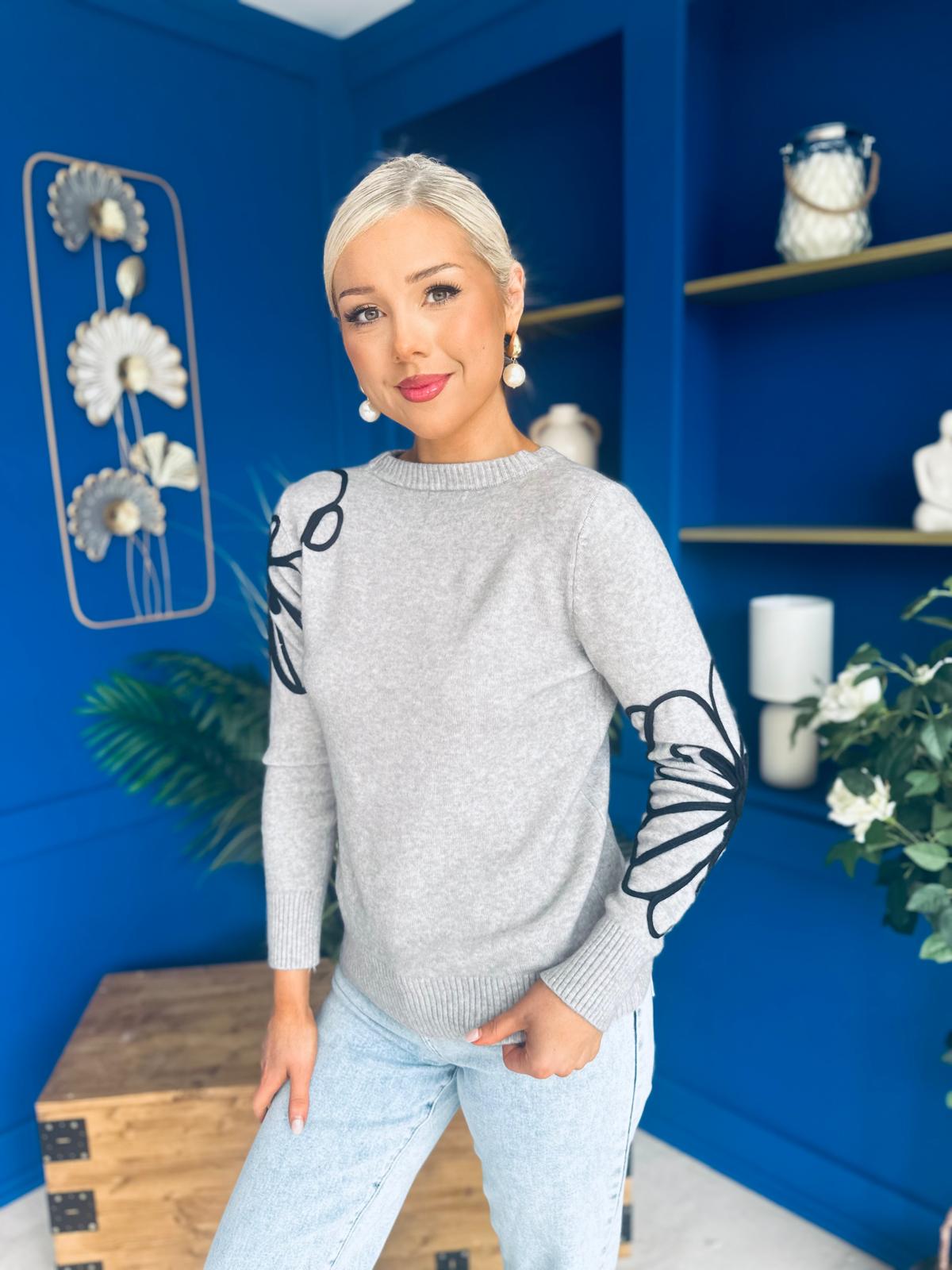 Jan Detailed Knit Jumper Grey