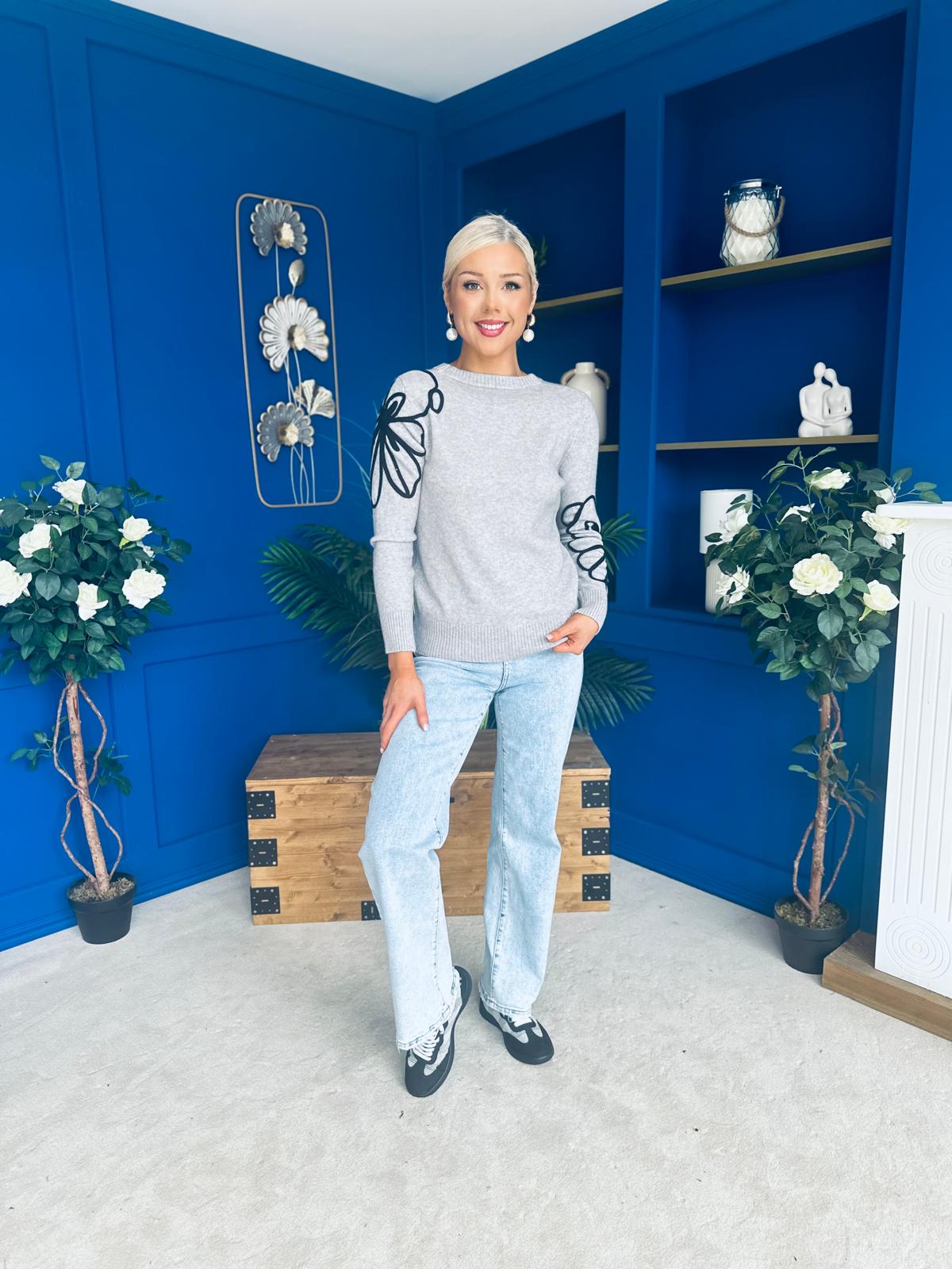 Jan Detailed Knit Jumper Grey