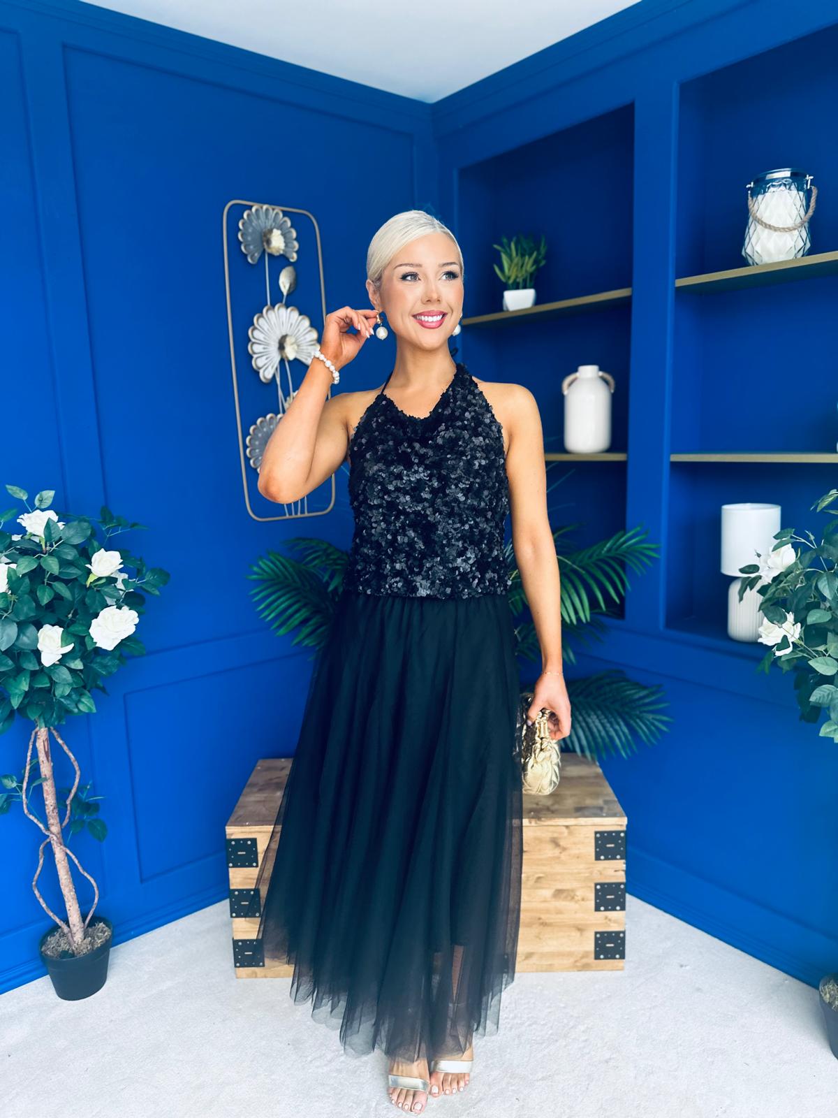 Maxine Tulle Midi Skirt Black