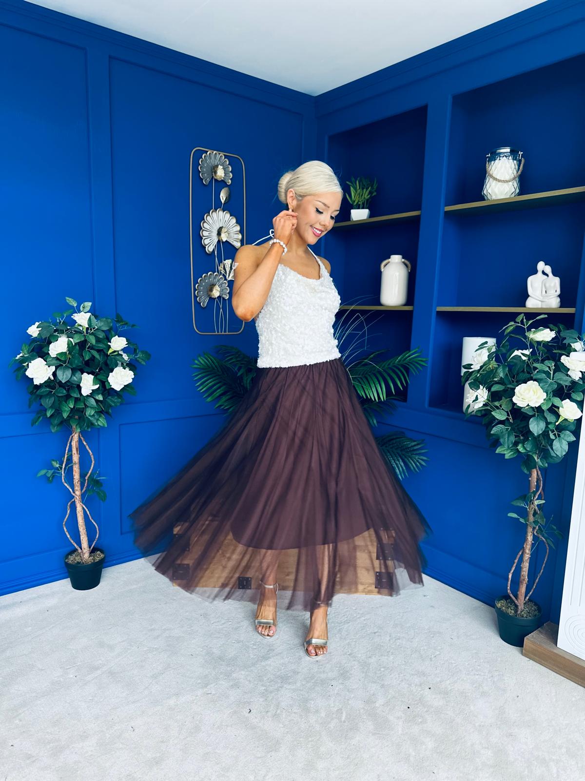 Maxine Tulle Midi Skirt Coco