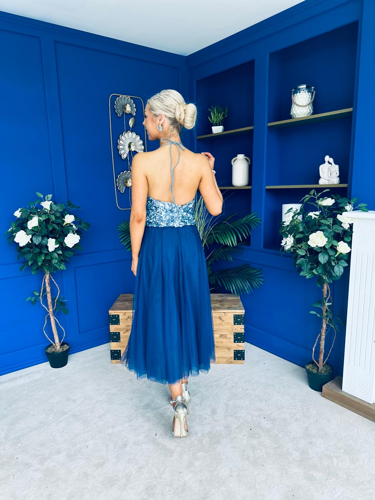 Maxine Tulle Midi Skirt Navy
