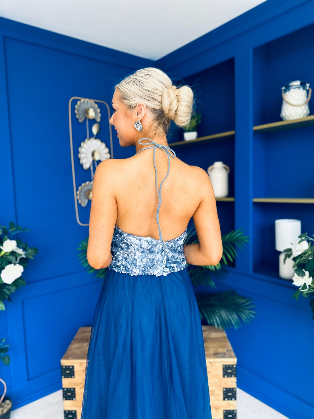 Ruth Detailed Sequin Top Blue