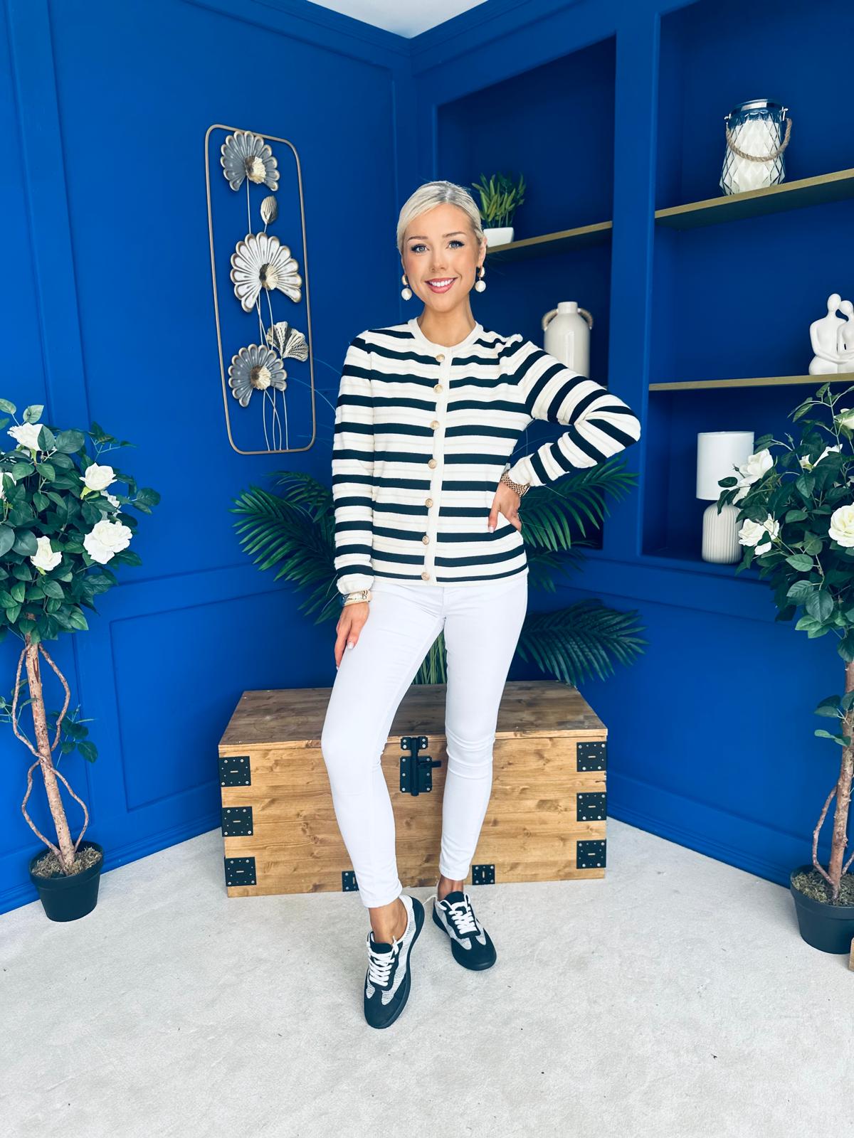Sorcha Striped Cardi Cream