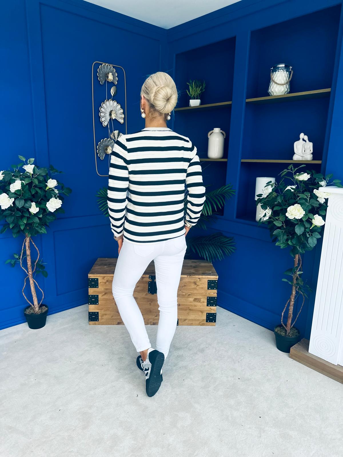 Sorcha Striped Cardi Cream