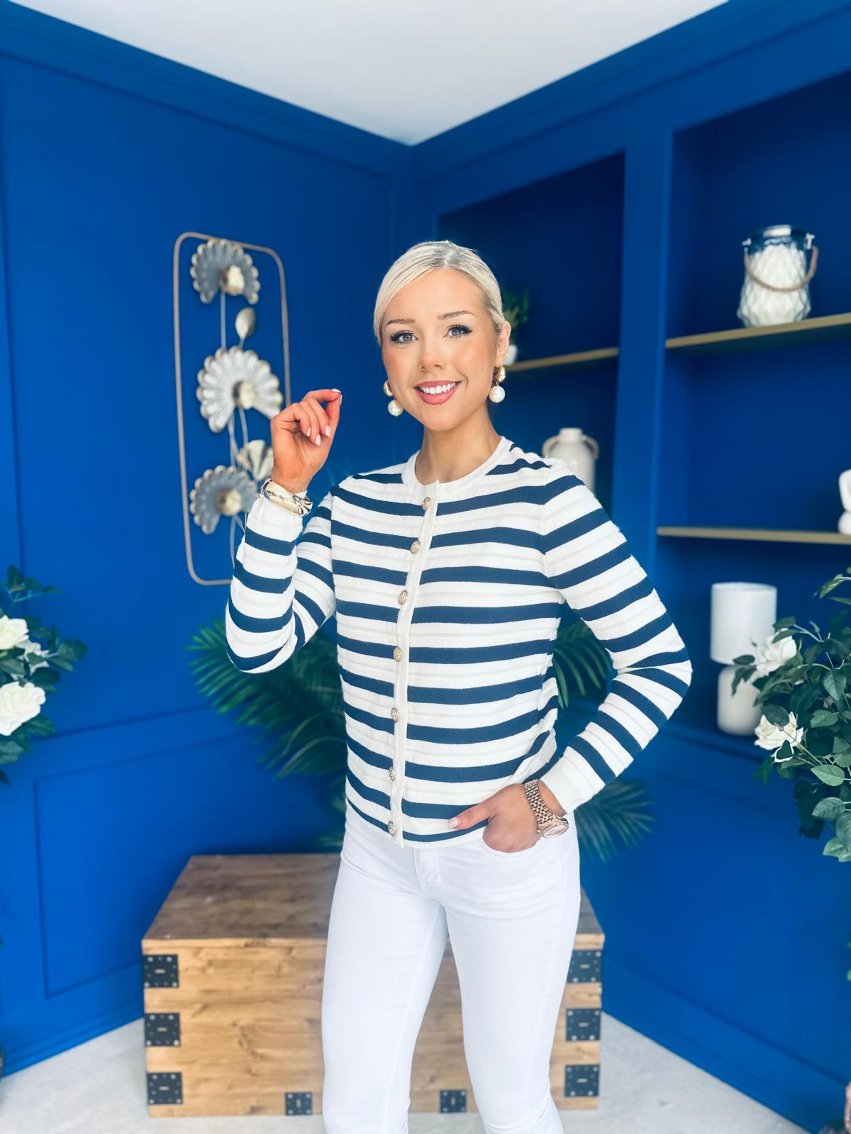 Sorcha Striped Cardi Navy