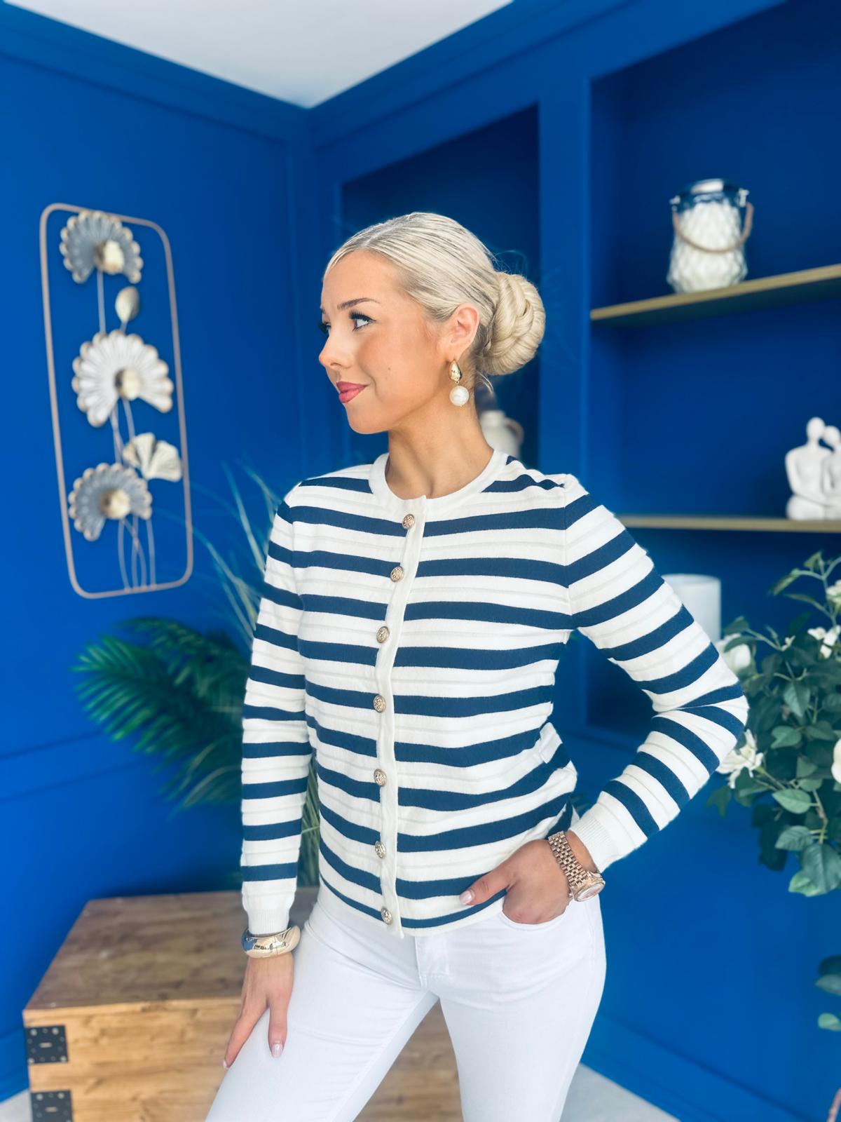 Sorcha Striped Cardi Navy