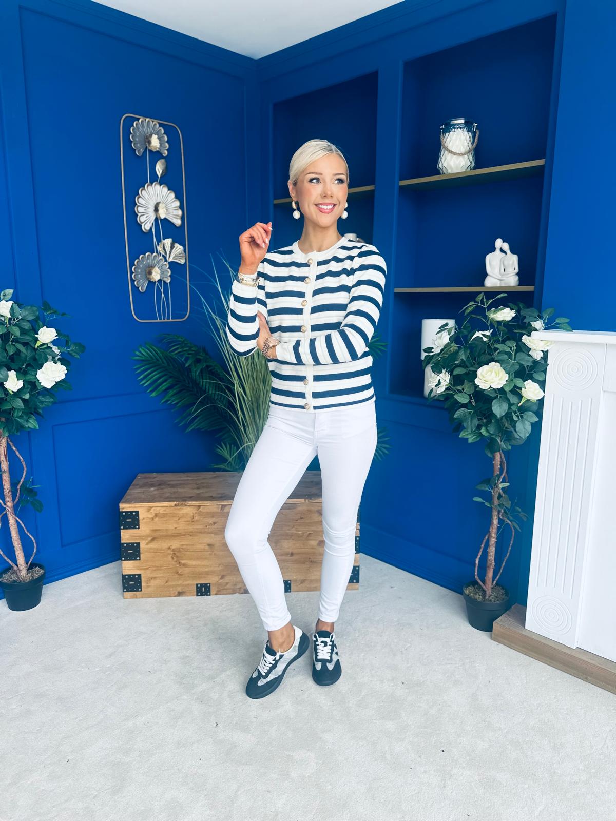 Sorcha Striped Cardi Navy