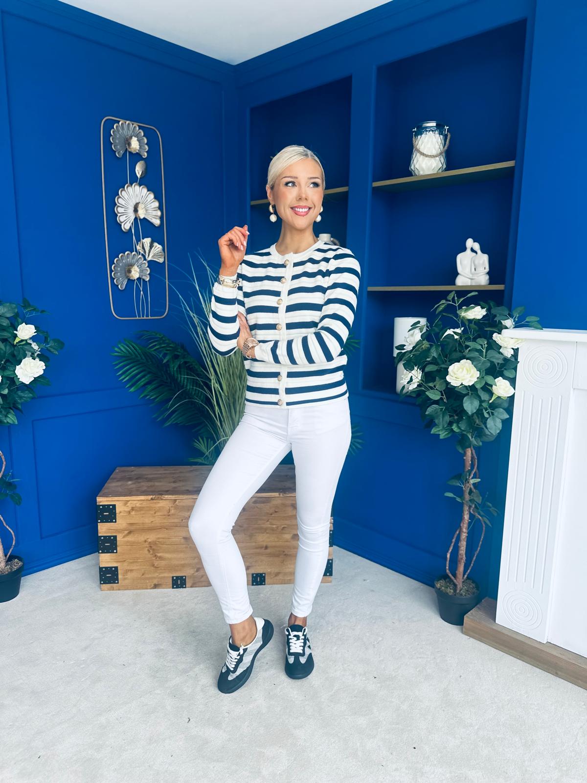 Sorcha Striped Cardi Navy