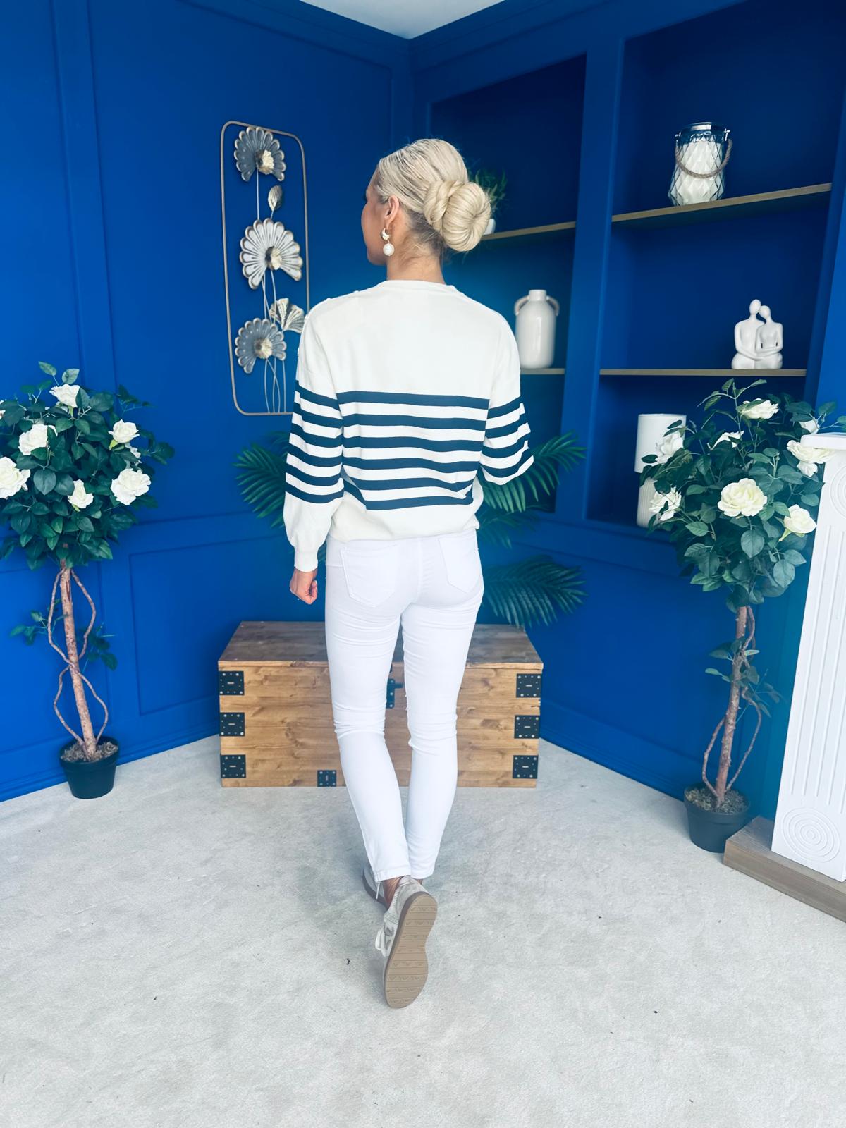 Molly Button Detail Knit Jumper Cream