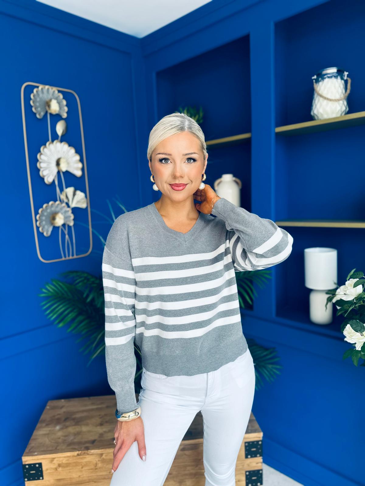 Molly Button Detail Knit Jumper Grey
