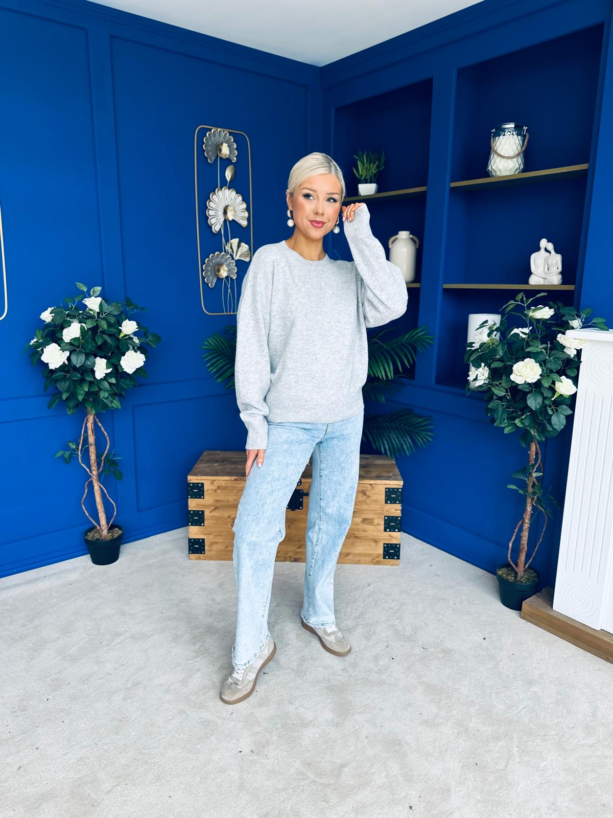 Paula Soft Knit Jumper Light Grey