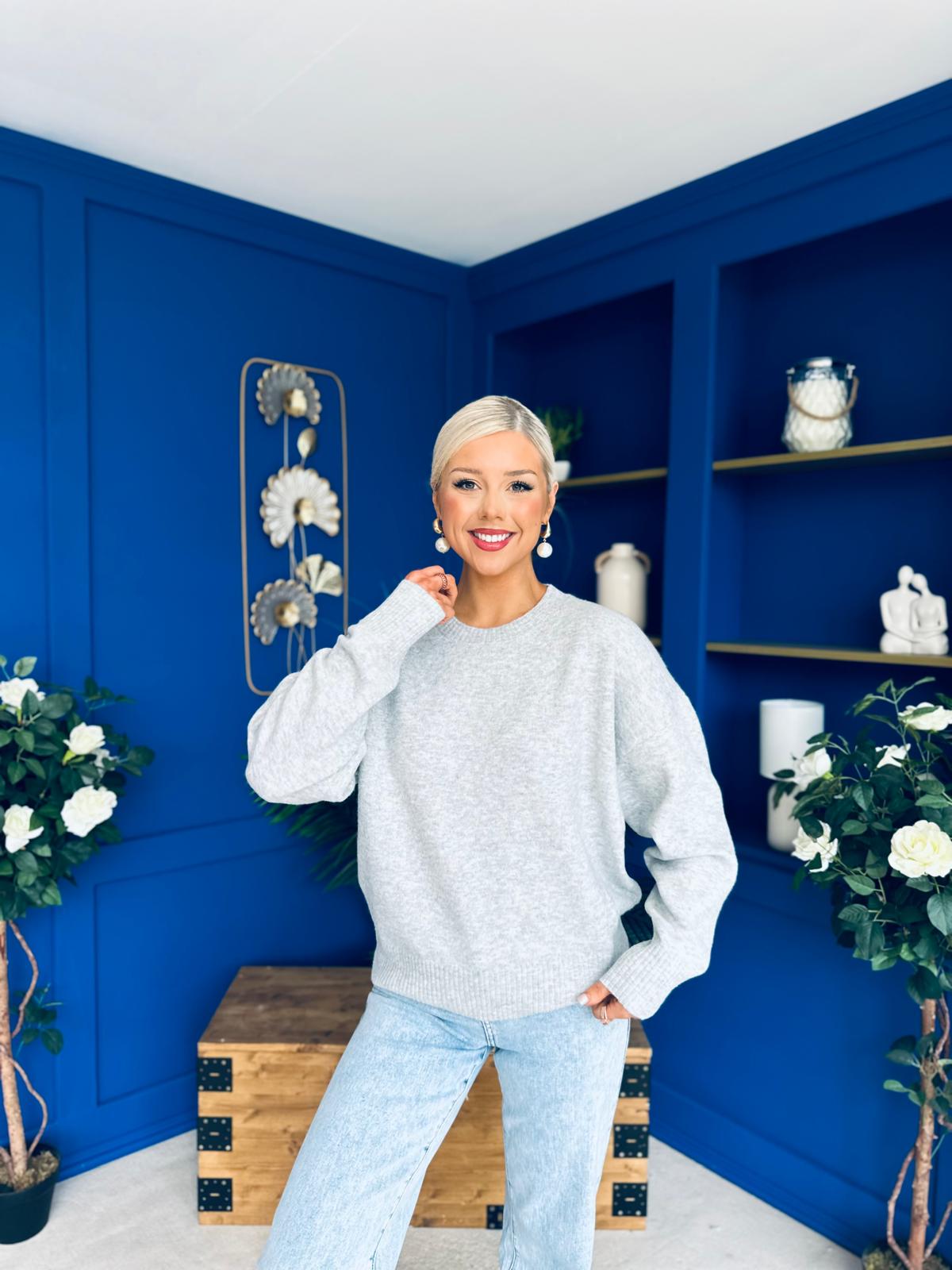 Paula Soft Knit Jumper Light Grey