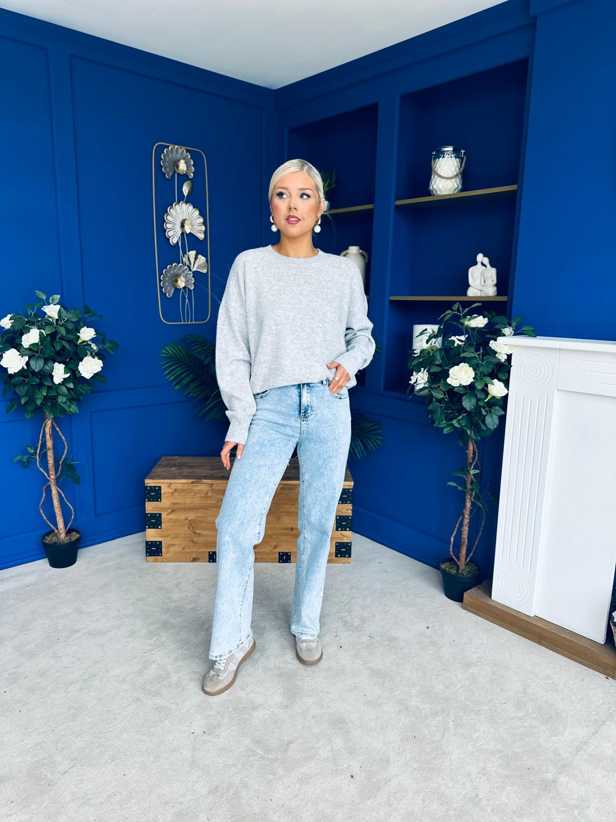 Paula Soft Knit Jumper Light Grey