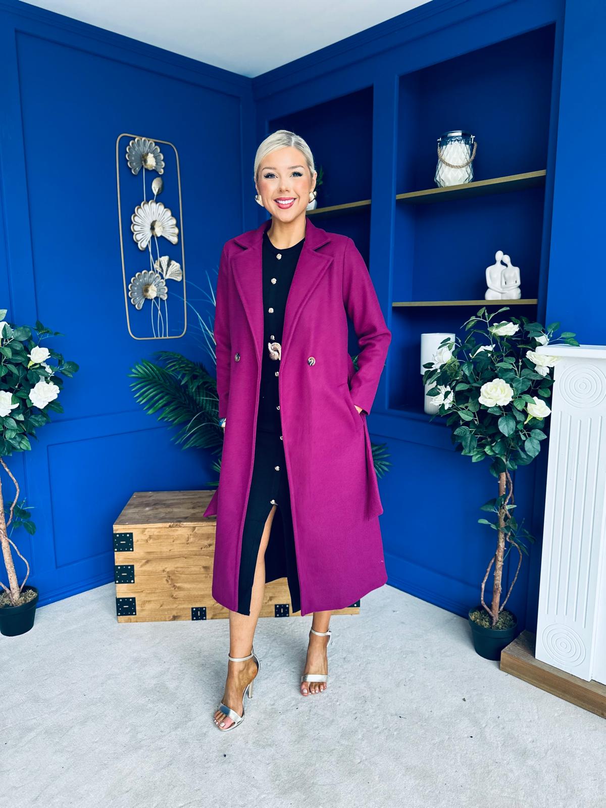Angela Detailed Trench Coat Plum