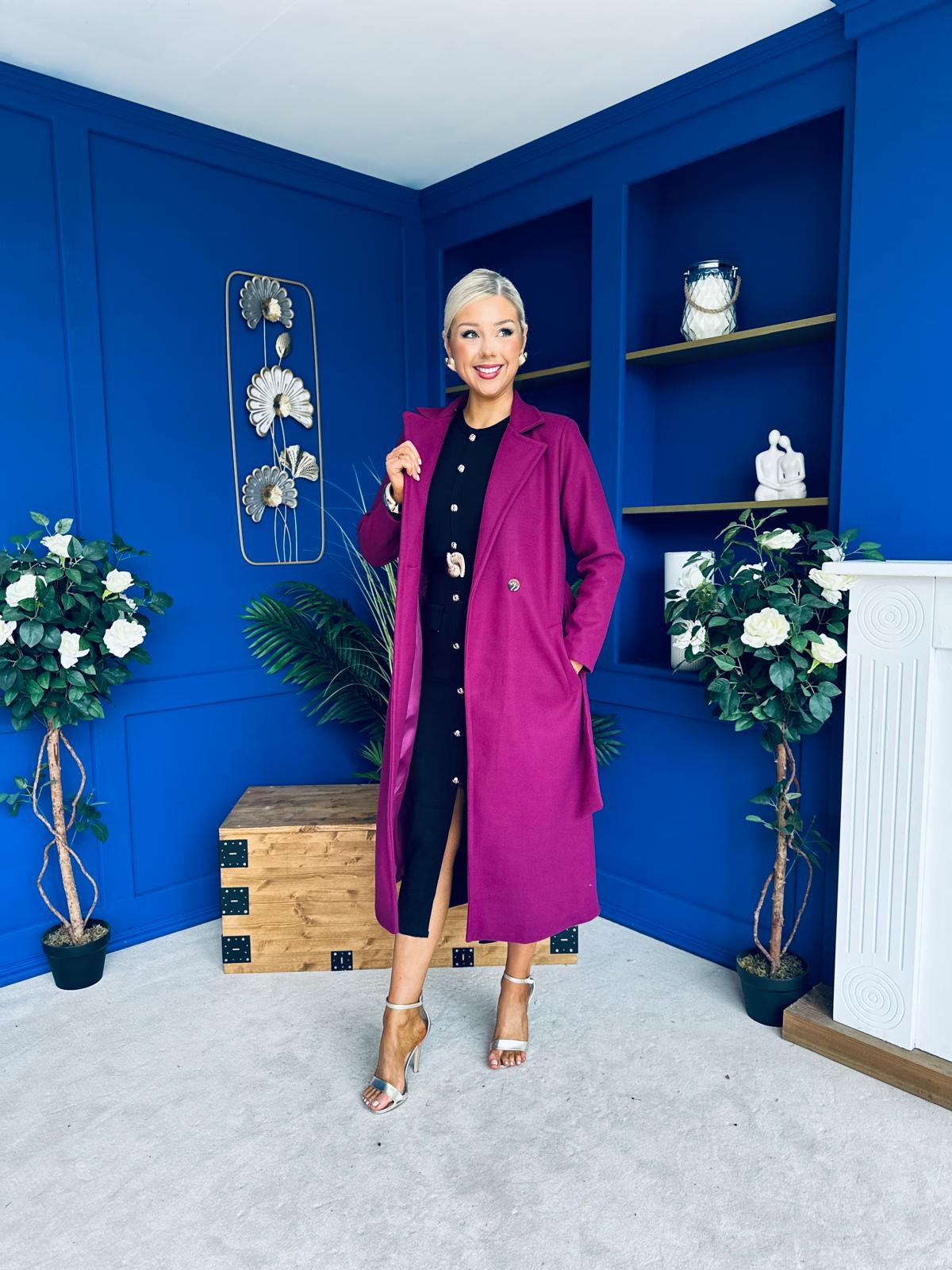 Angela Detailed Trench Coat Plum