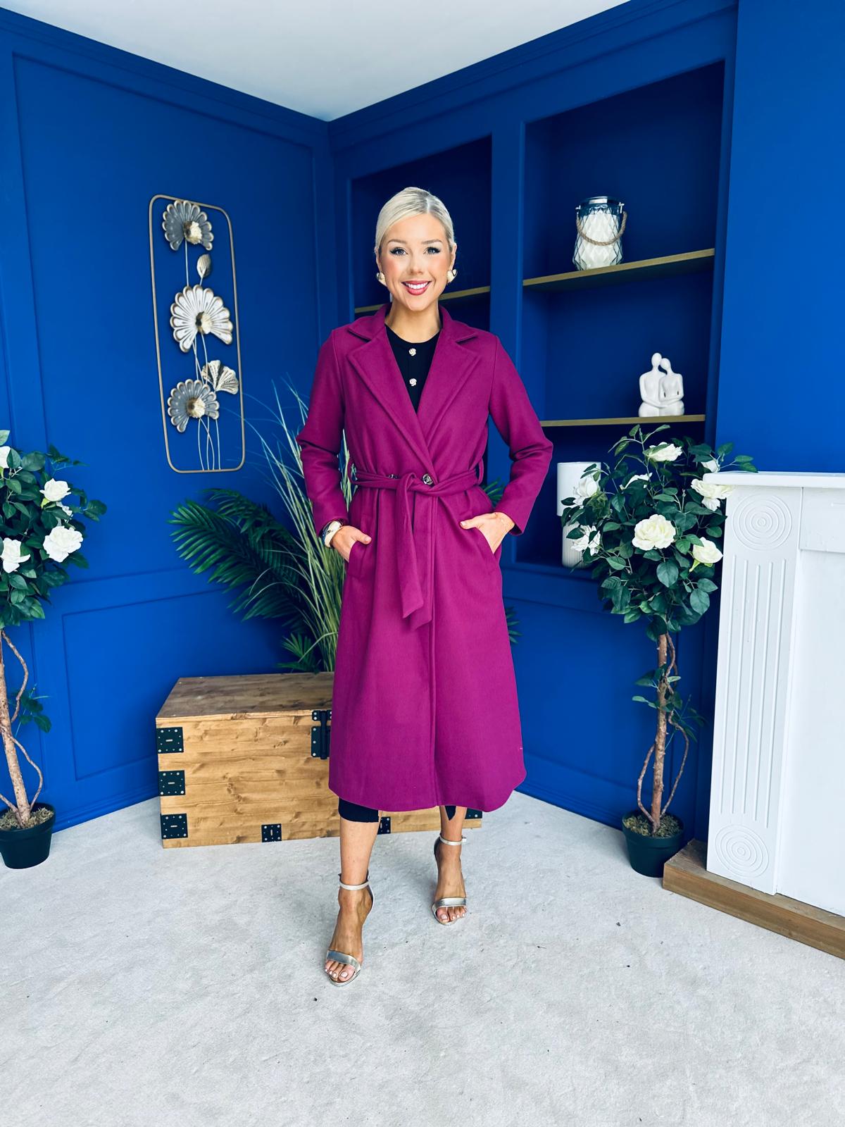 Angela Detailed Trench Coat Plum
