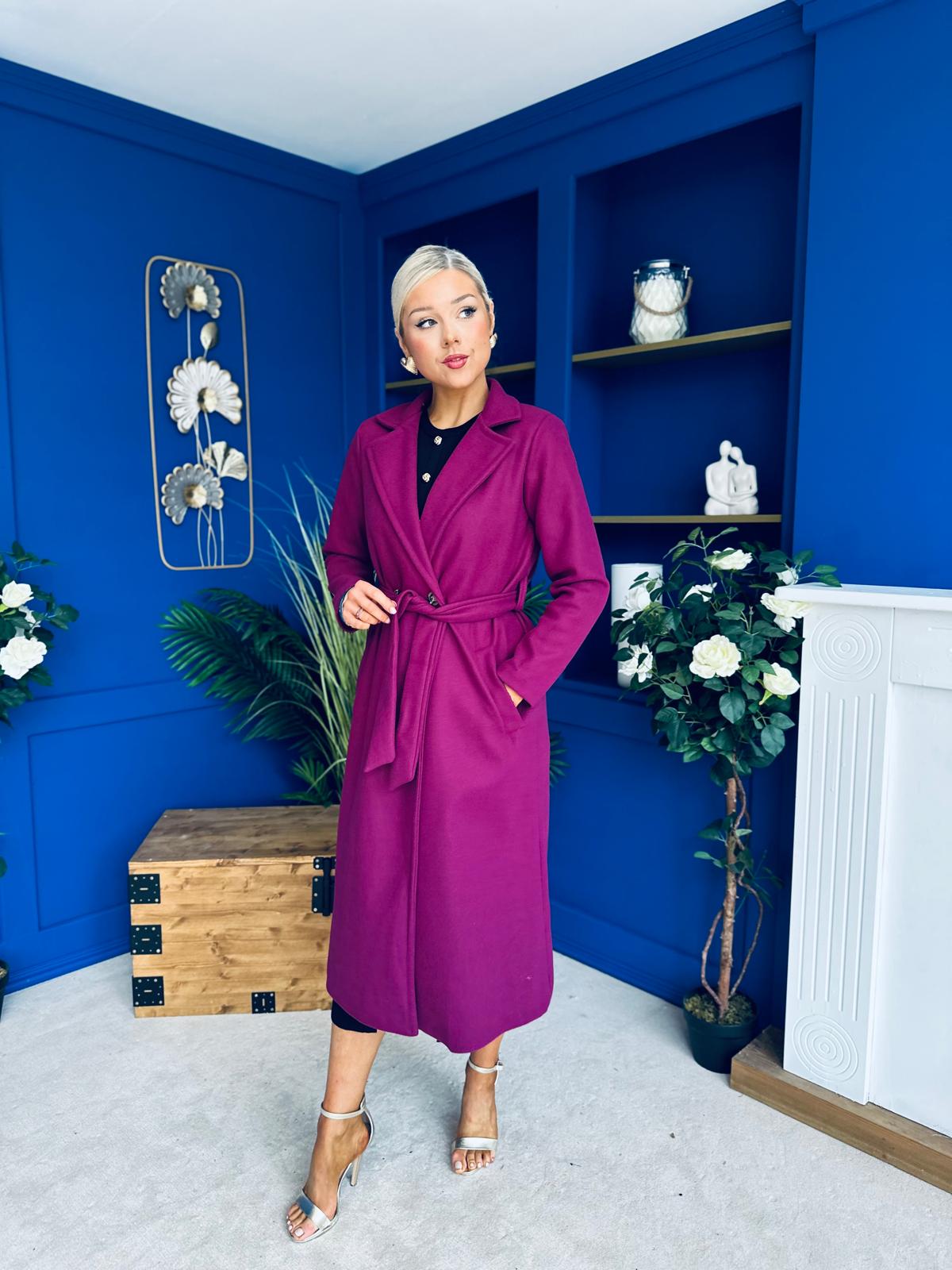 Angela Detailed Trench Coat Plum