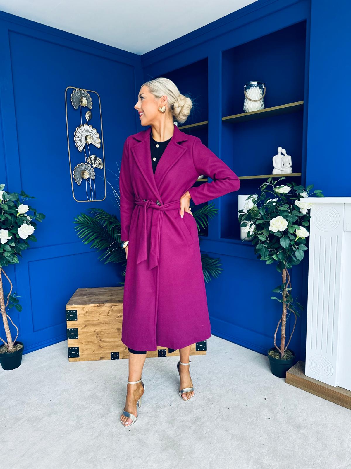 Angela Detailed Trench Coat Plum