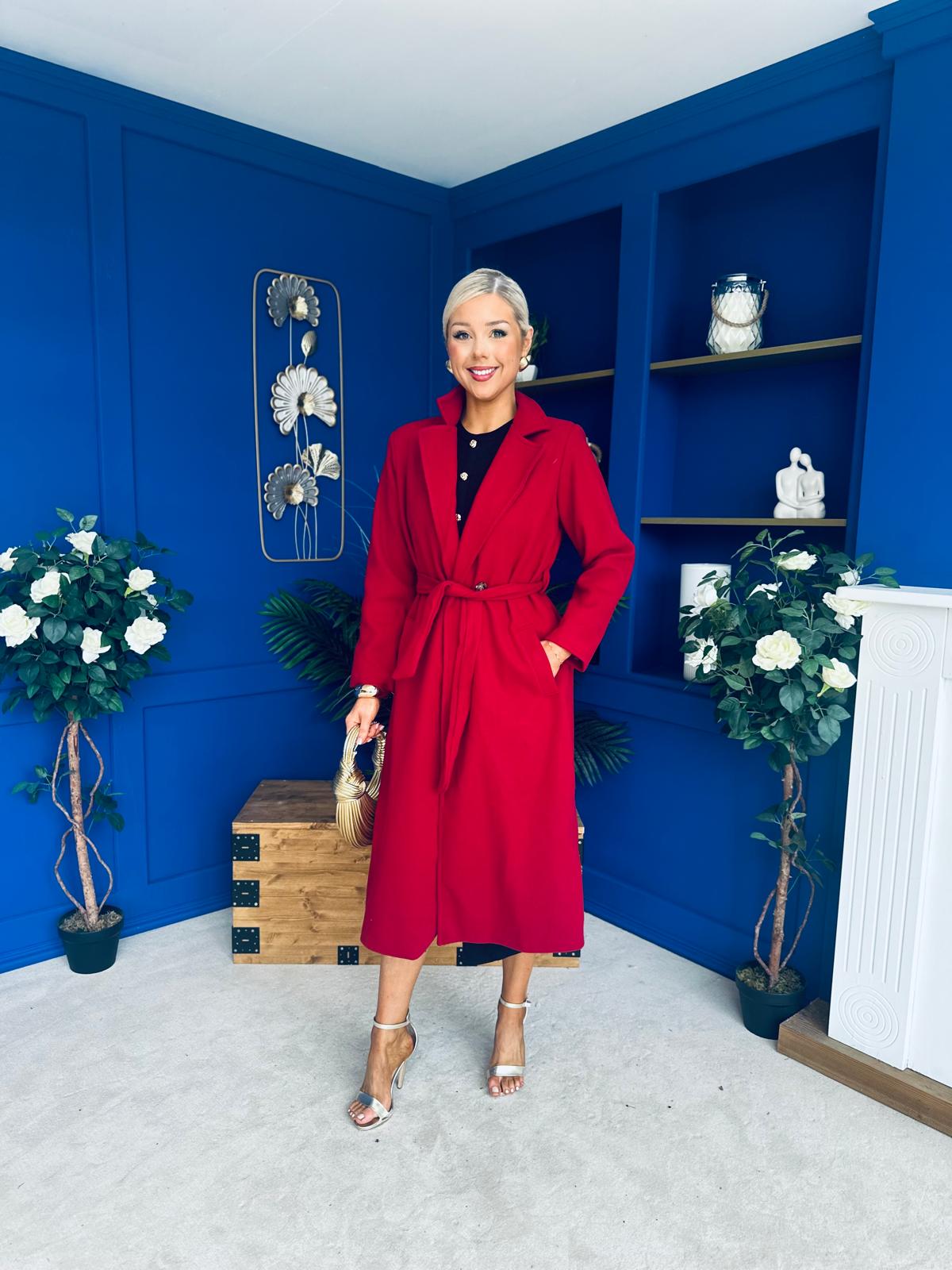 Angela Detailed Trench Coat Wine