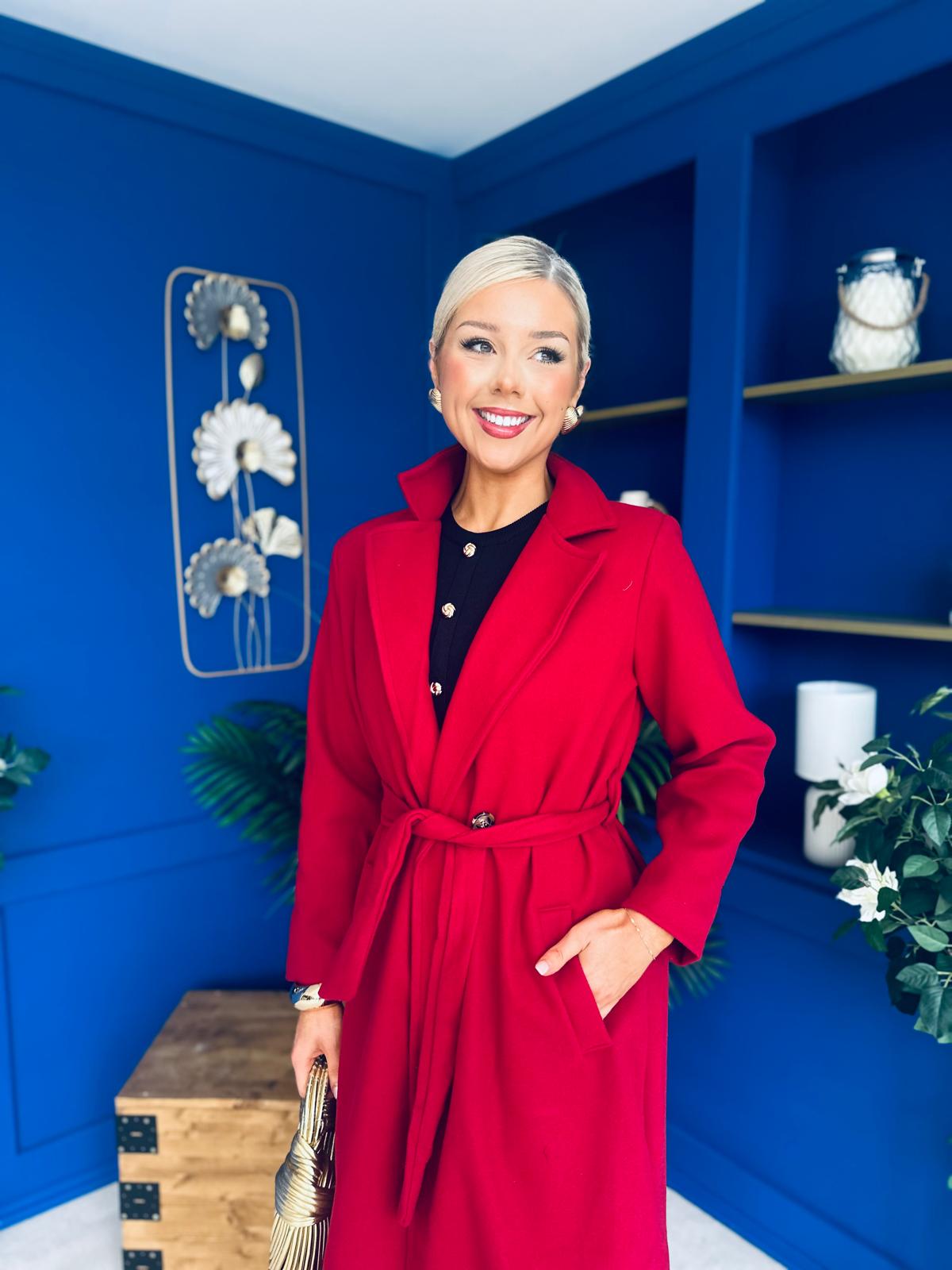 Angela Detailed Trench Coat Wine