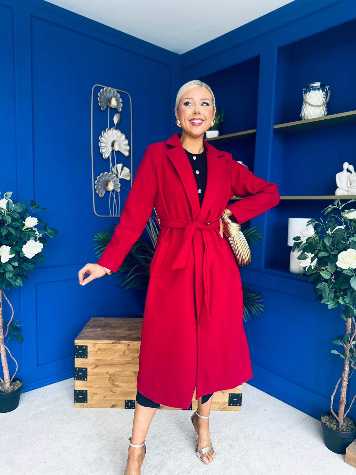 Angela Detailed Trench Coat Wine