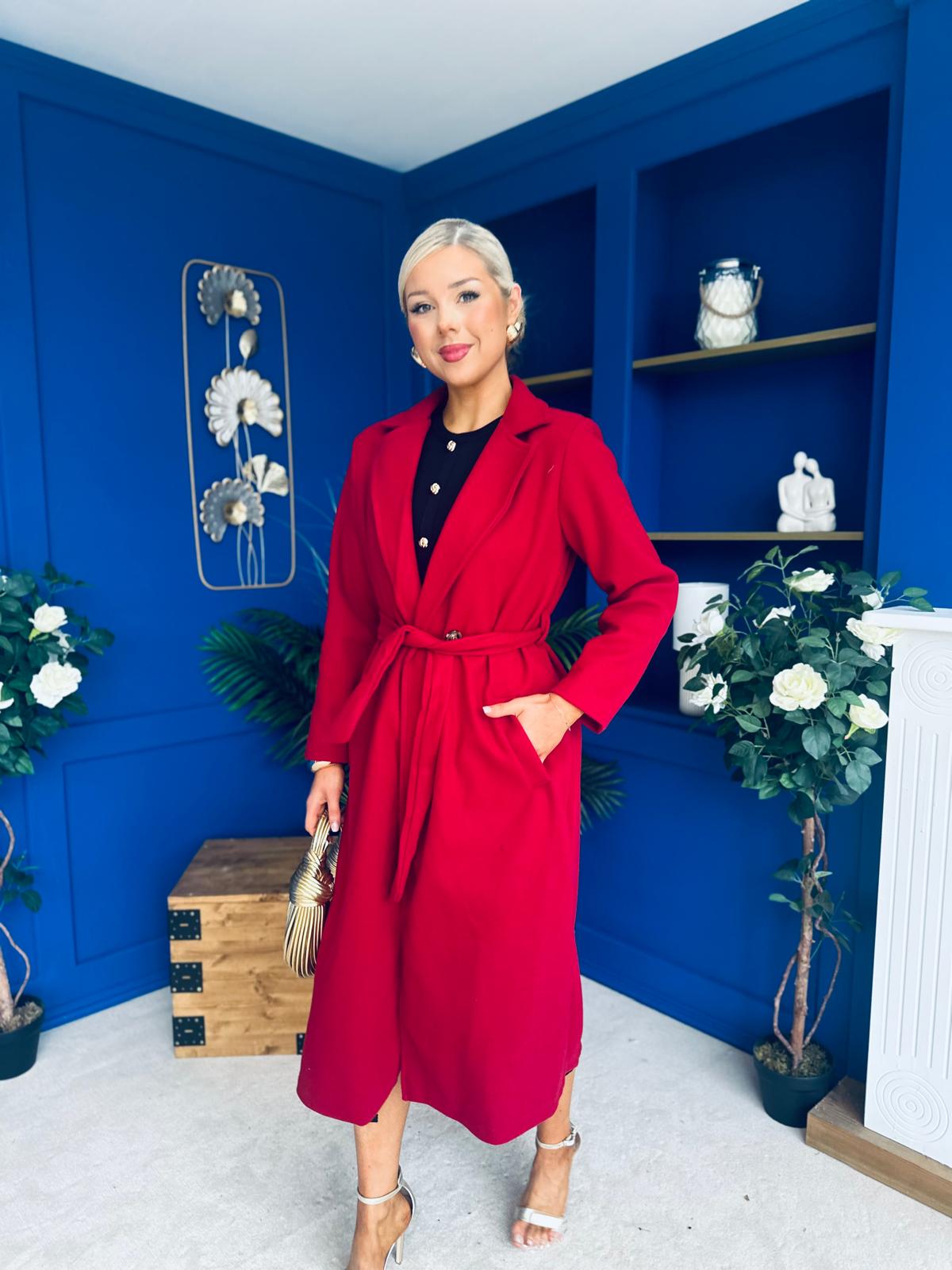 Angela Detailed Trench Coat Wine