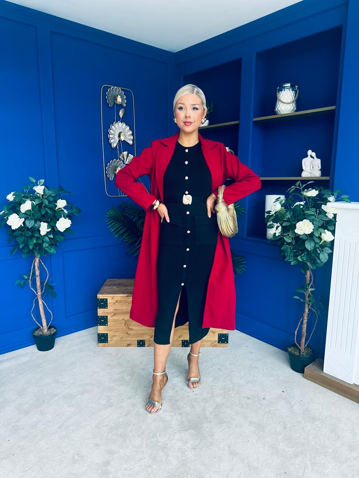 Angela Detailed Trench Coat Wine