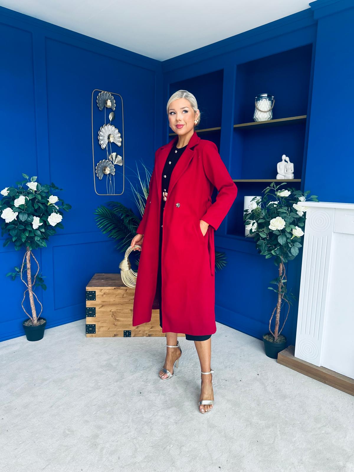 Angela Detailed Trench Coat Wine
