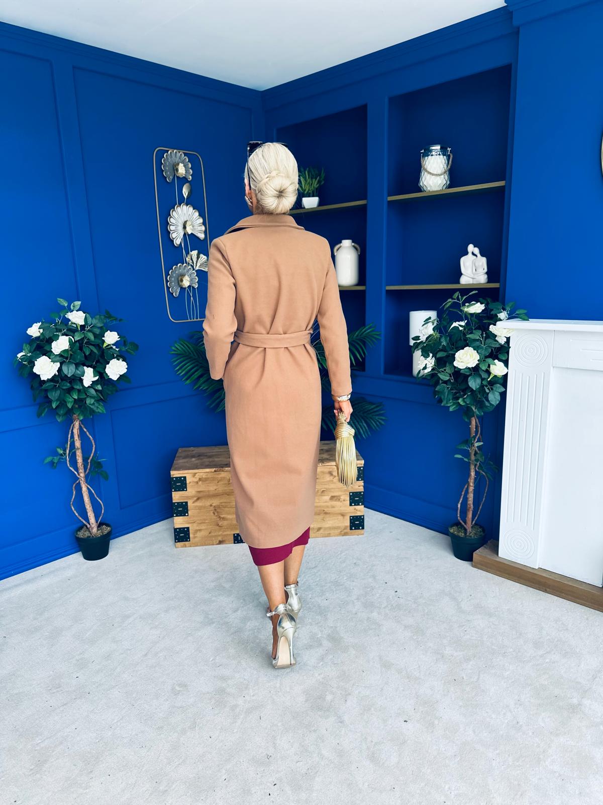 Angela Detailed Trench Coat Camel