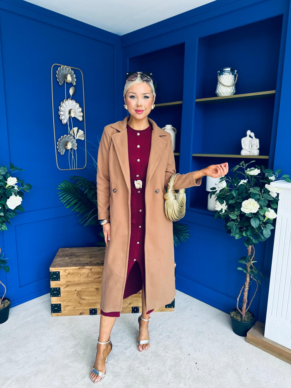 Angela Detailed Trench Coat Camel