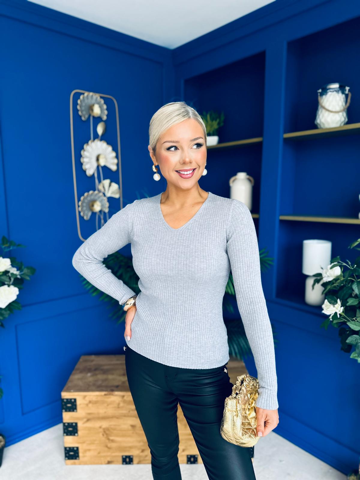 Suzi Detailed Longline Top Grey