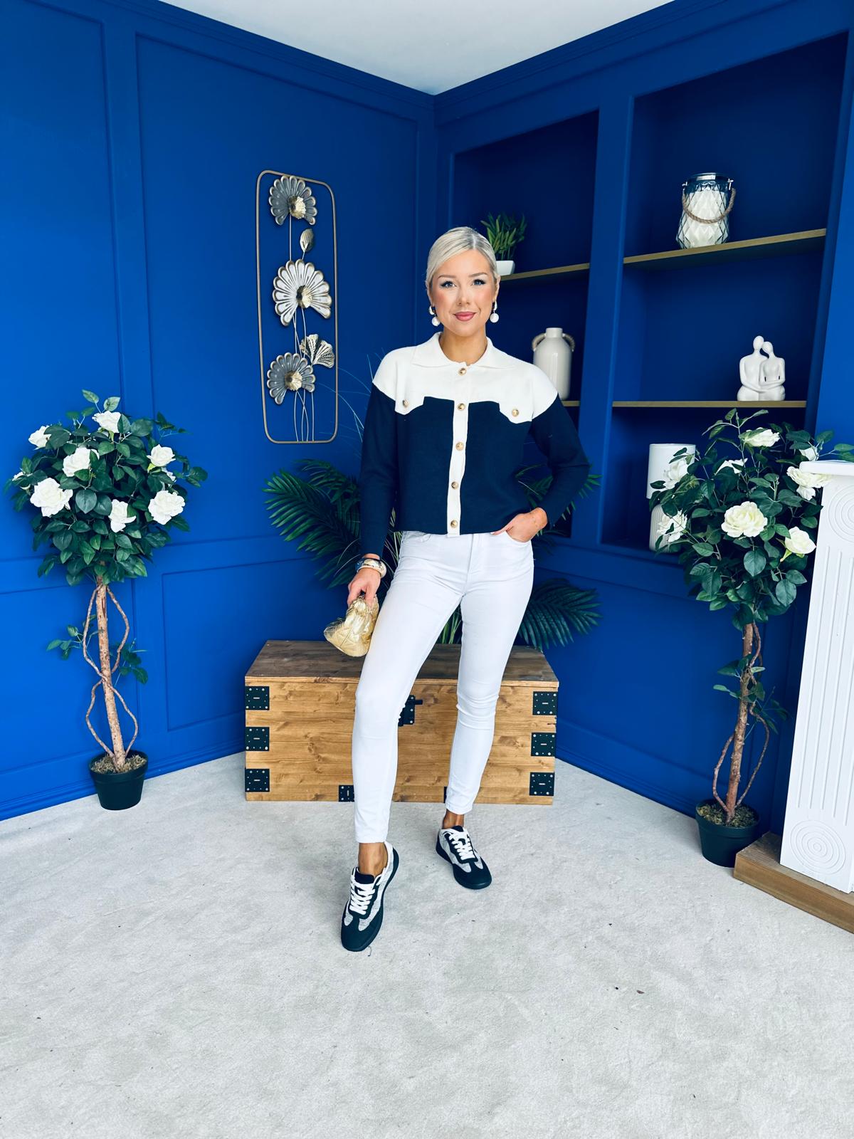 Michelle Detailed Cardi Navy