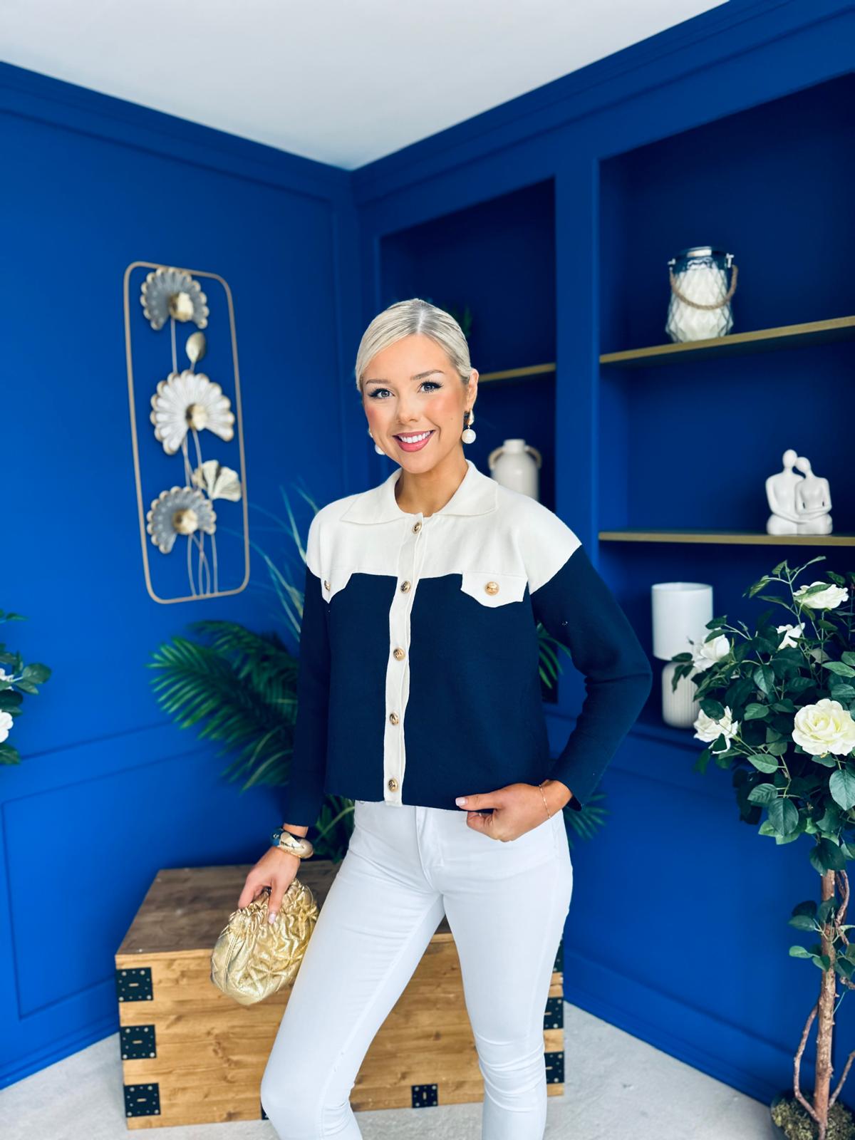 Michelle Detailed Cardi Navy