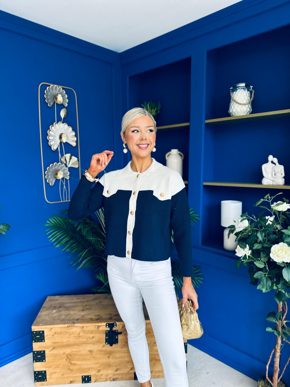 Michelle Detailed Cardi Navy