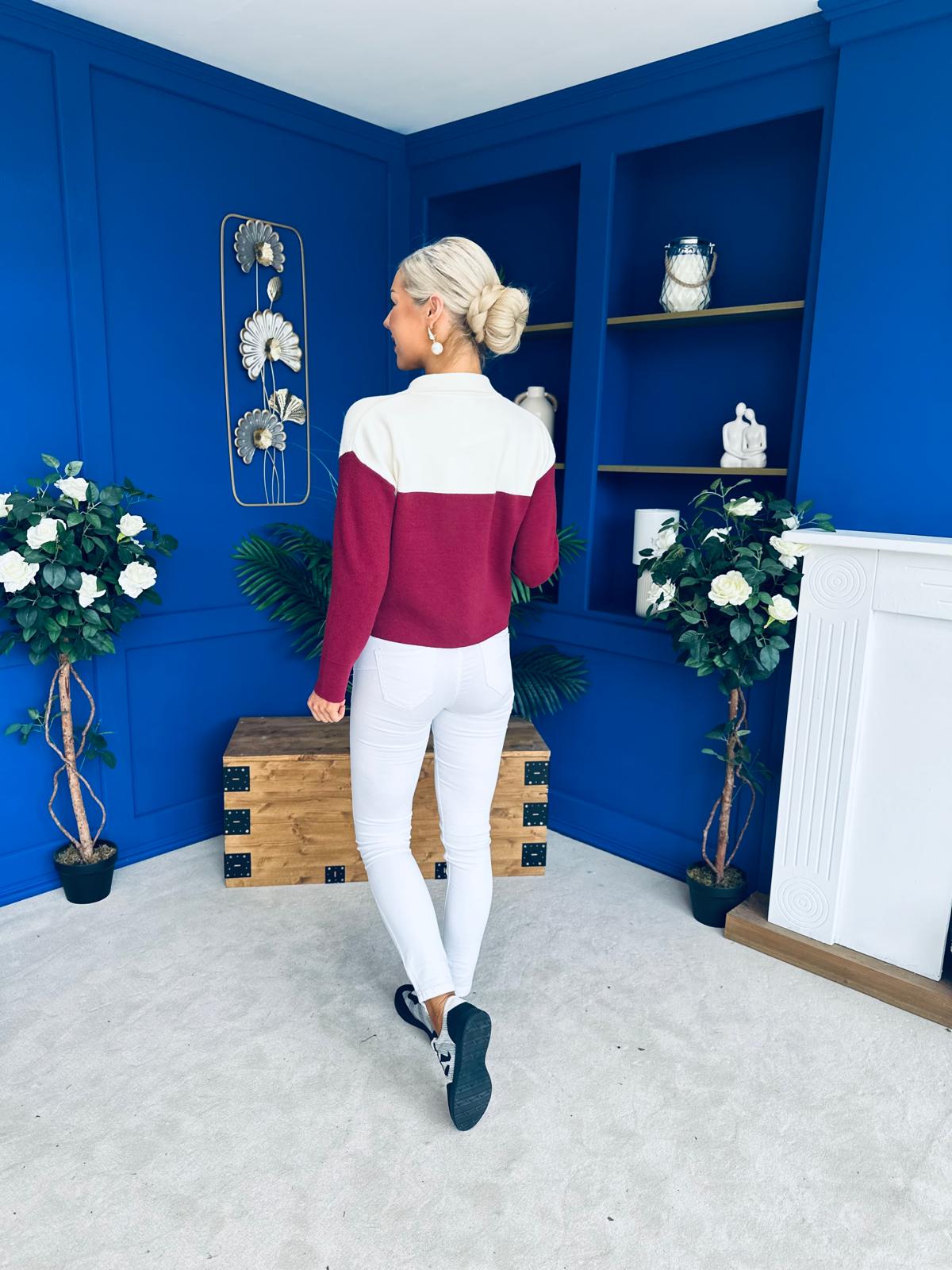 Michelle Detailed Cardi Burgundy