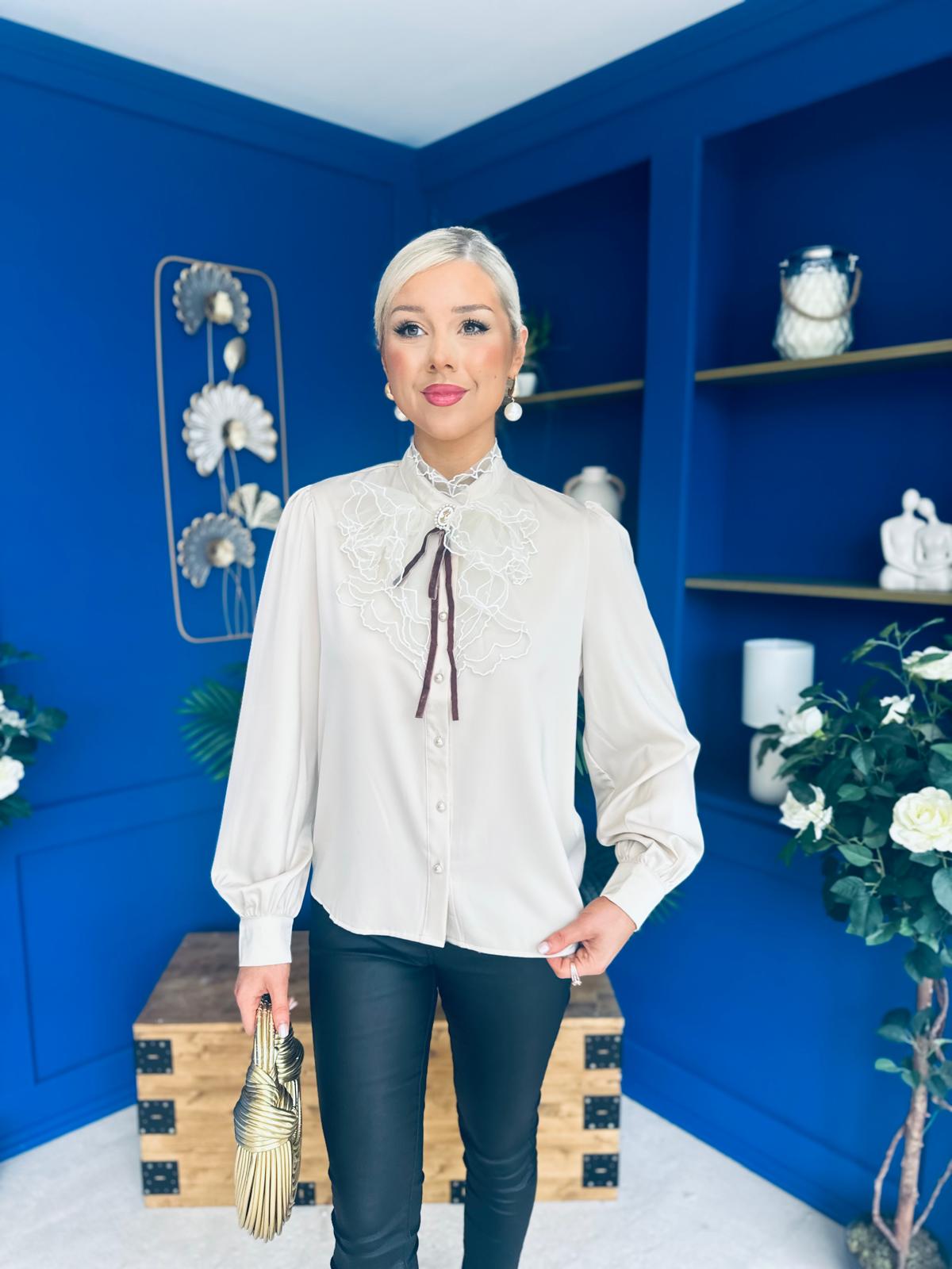 Shea Detailed Blouse Taupe
