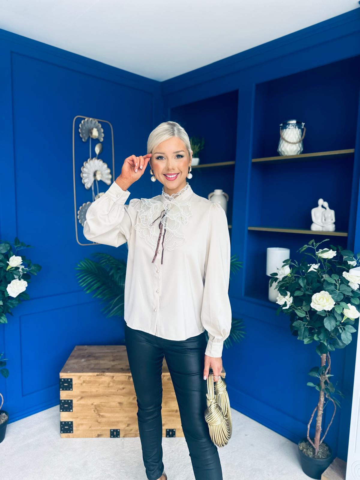 Shea Detailed Blouse Taupe