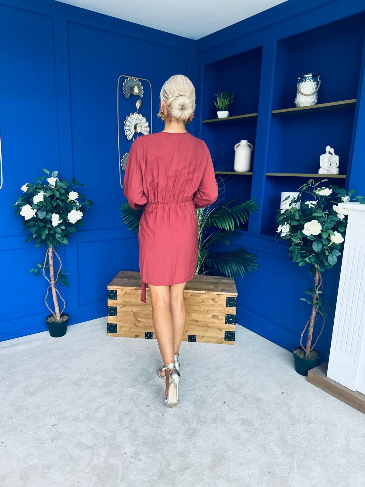 Danni Drape Detail Mini Dress Wine