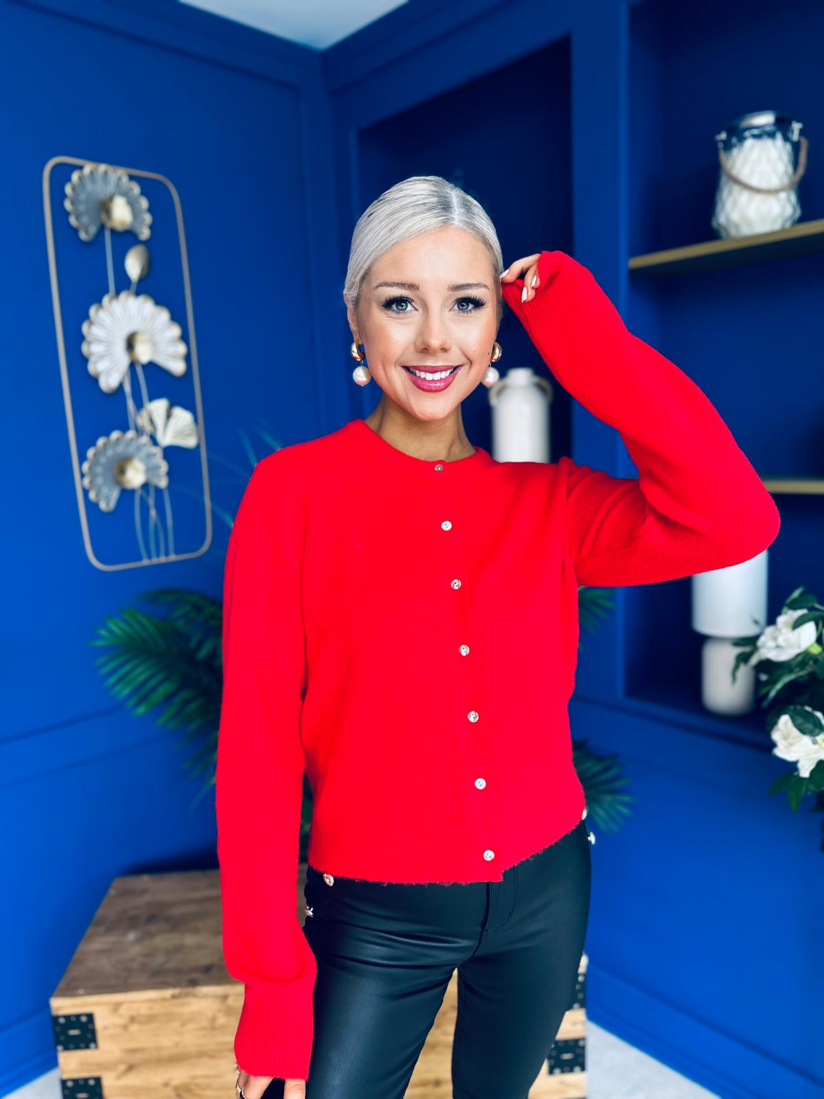 Eila Detailed Cardi Red