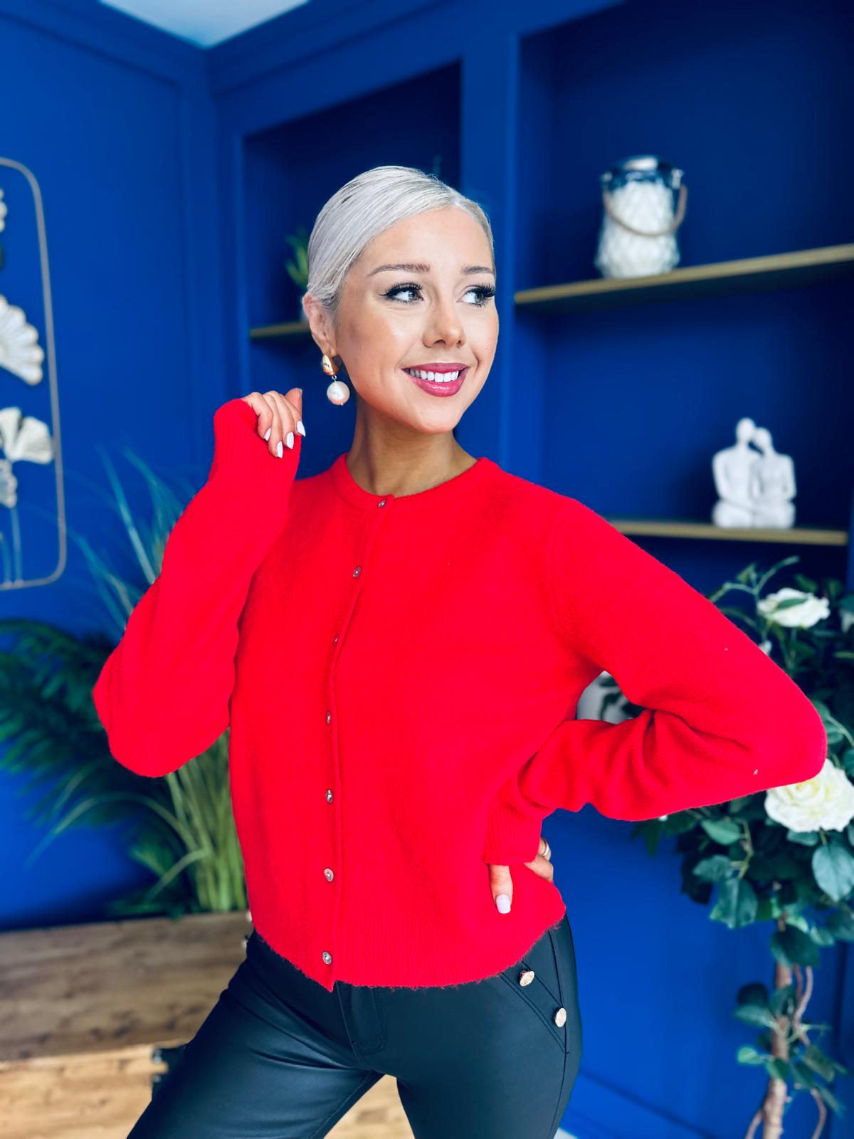 Eila Detailed Cardi Red