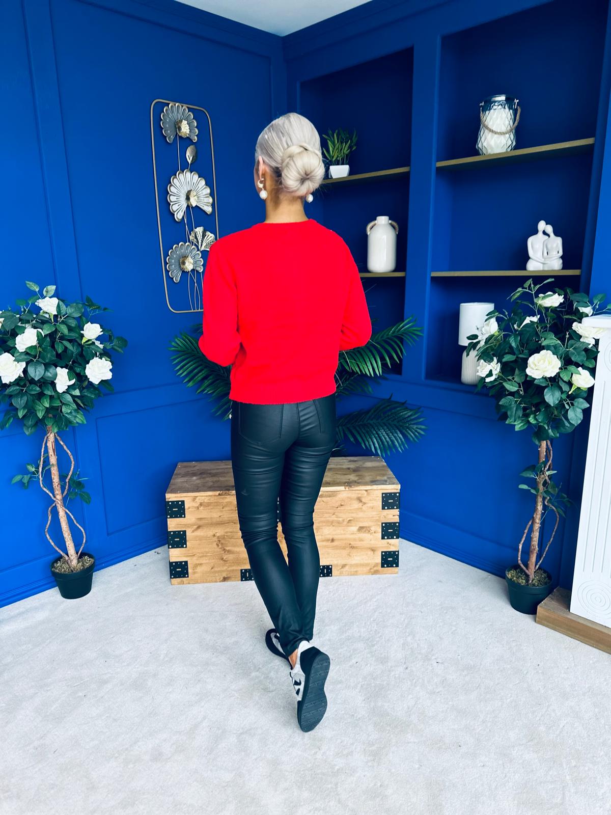 Eila Detailed Cardi Red