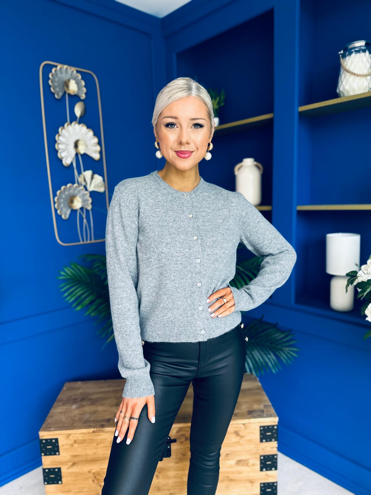 Eila Detailed Cardi Dark Grey