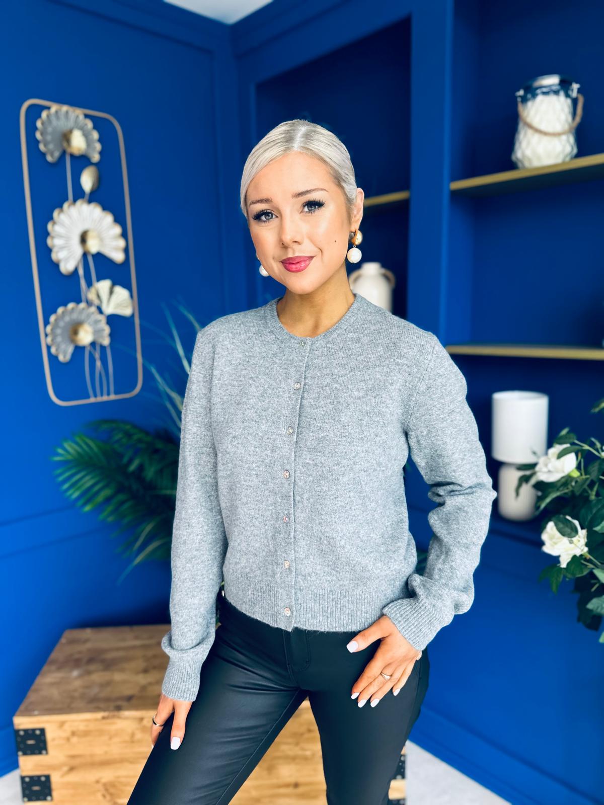 Eila Detailed Cardi Dark Grey