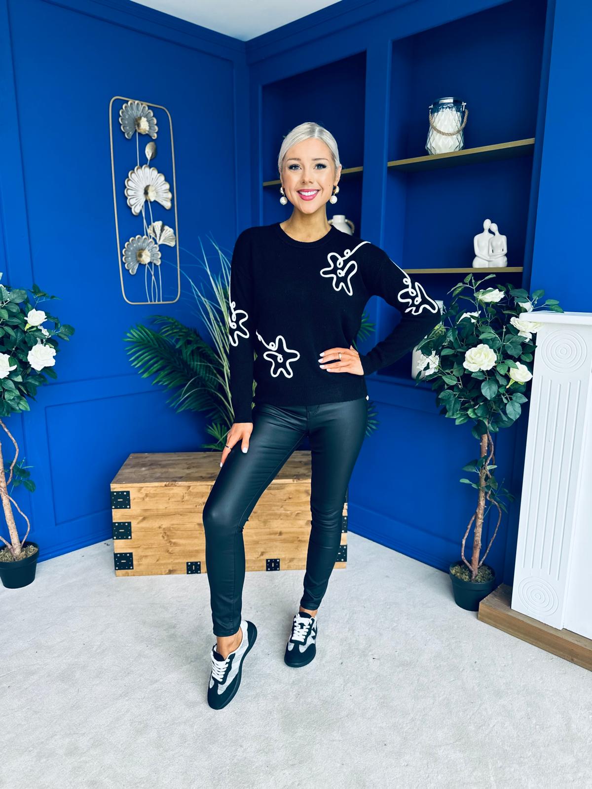 Sam Detailed Knit Jumper Black