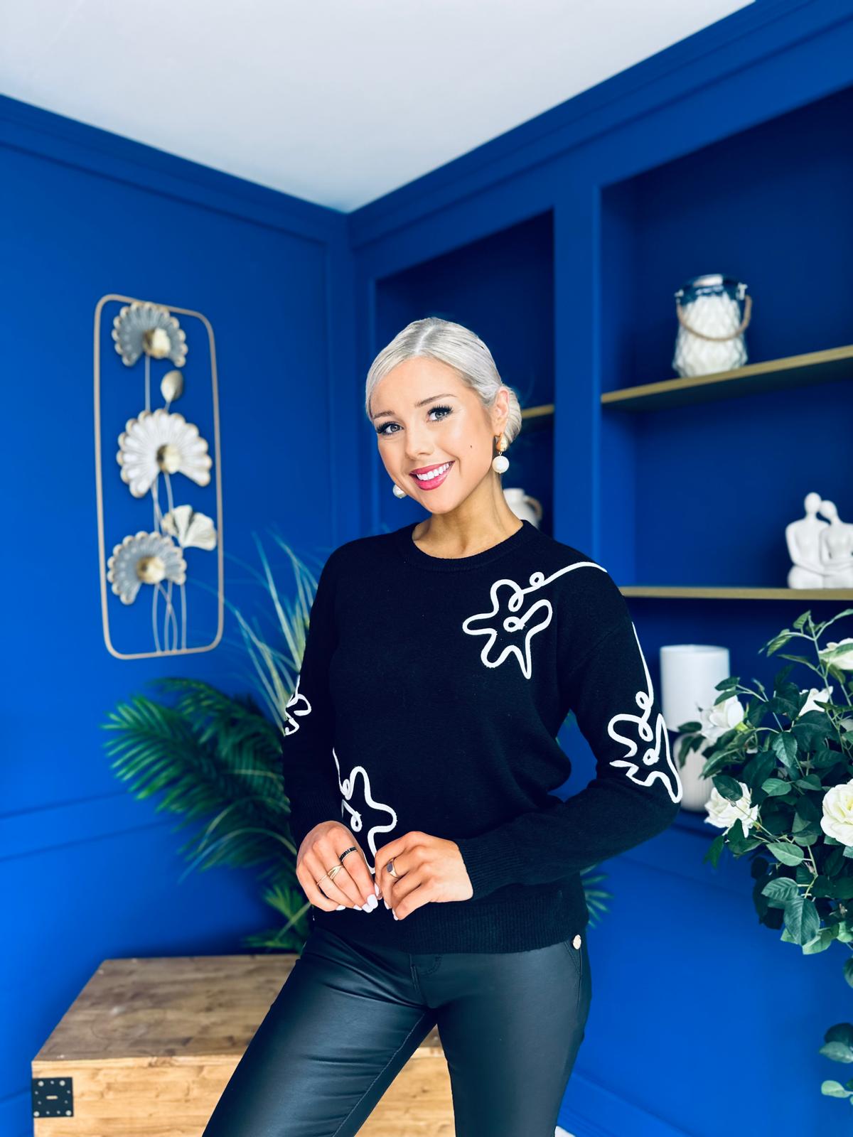 Sam Detailed Knit Jumper Black