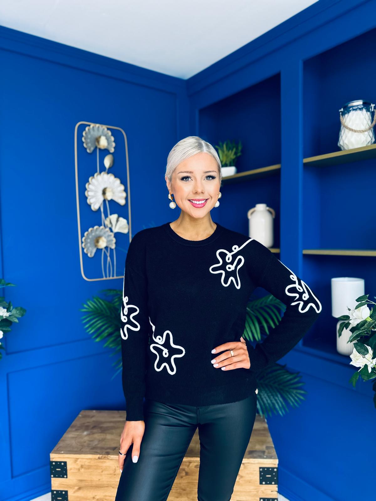 Sam Detailed Knit Jumper Black