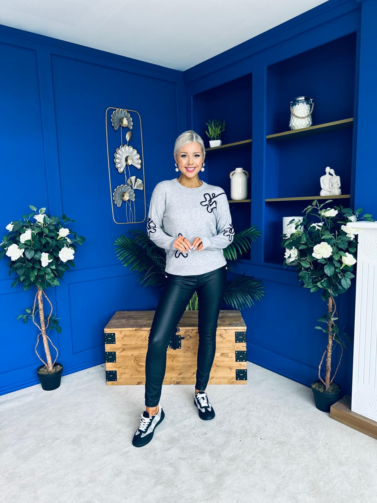 Sam Detailed Knit Jumper Grey