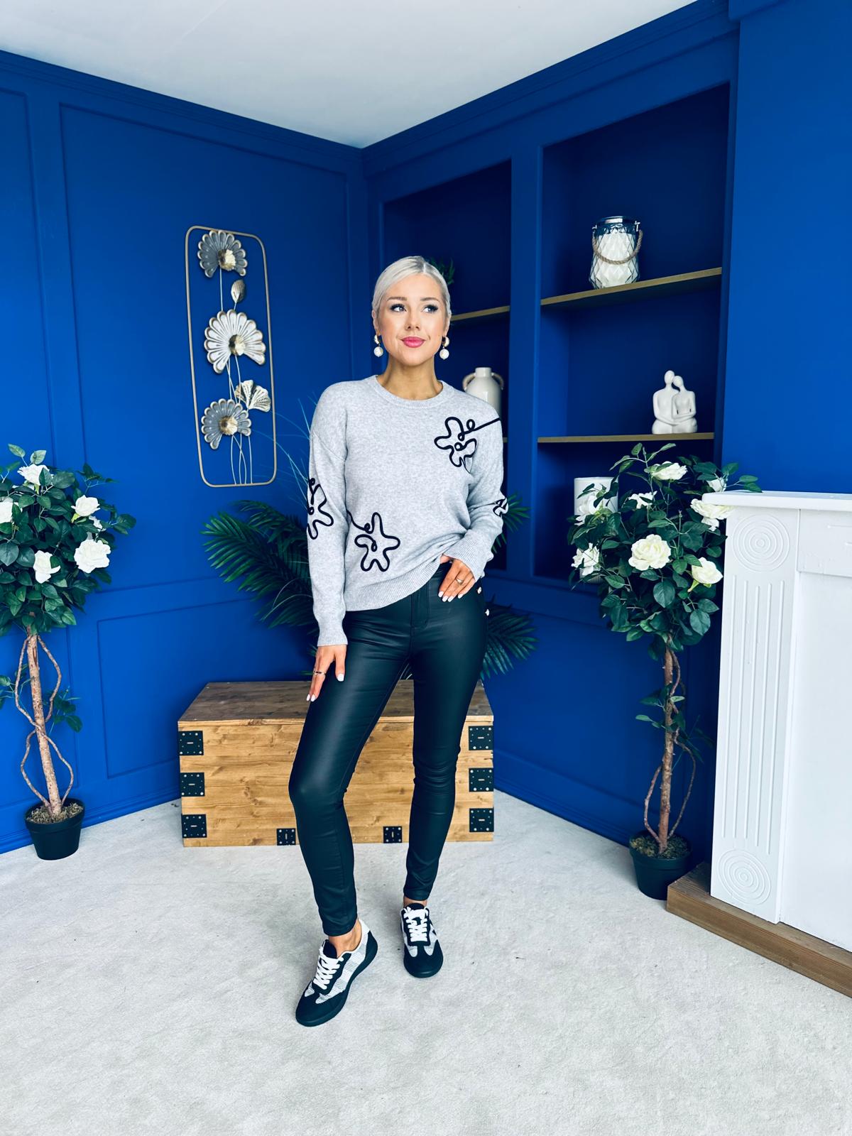 Sam Detailed Knit Jumper Grey