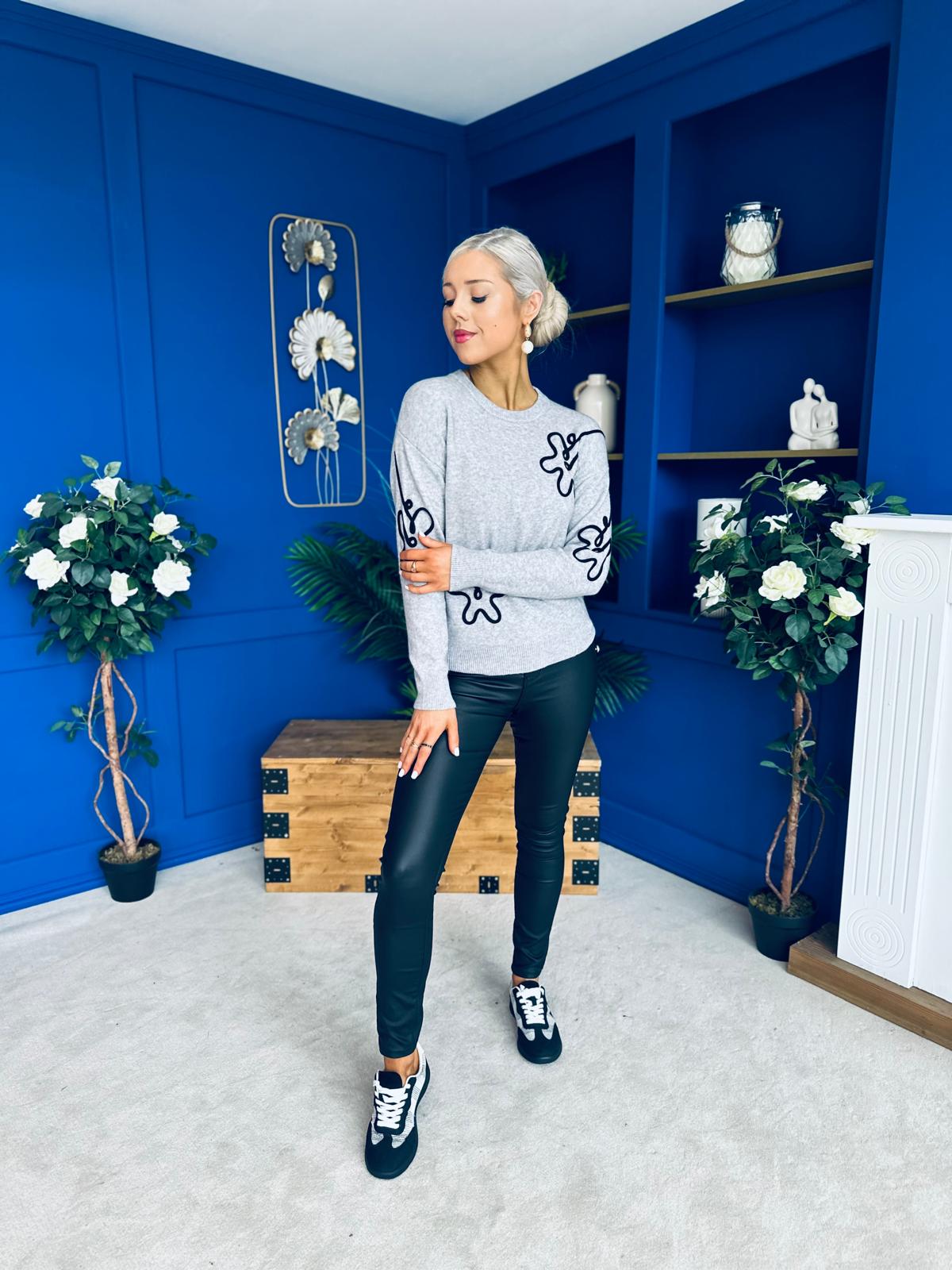 Sam Detailed Knit Jumper Grey