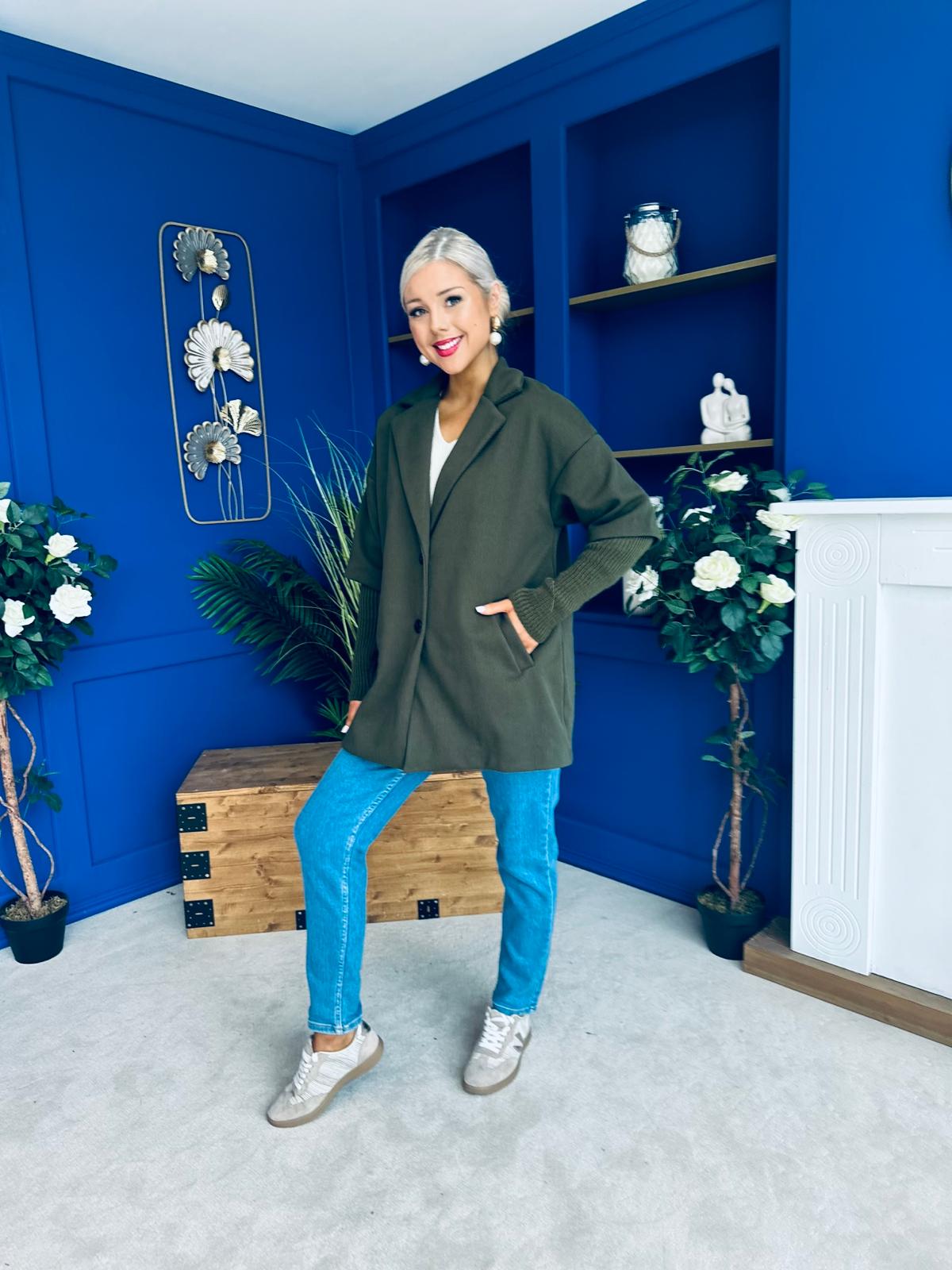Collette Detailed Coat Khaki